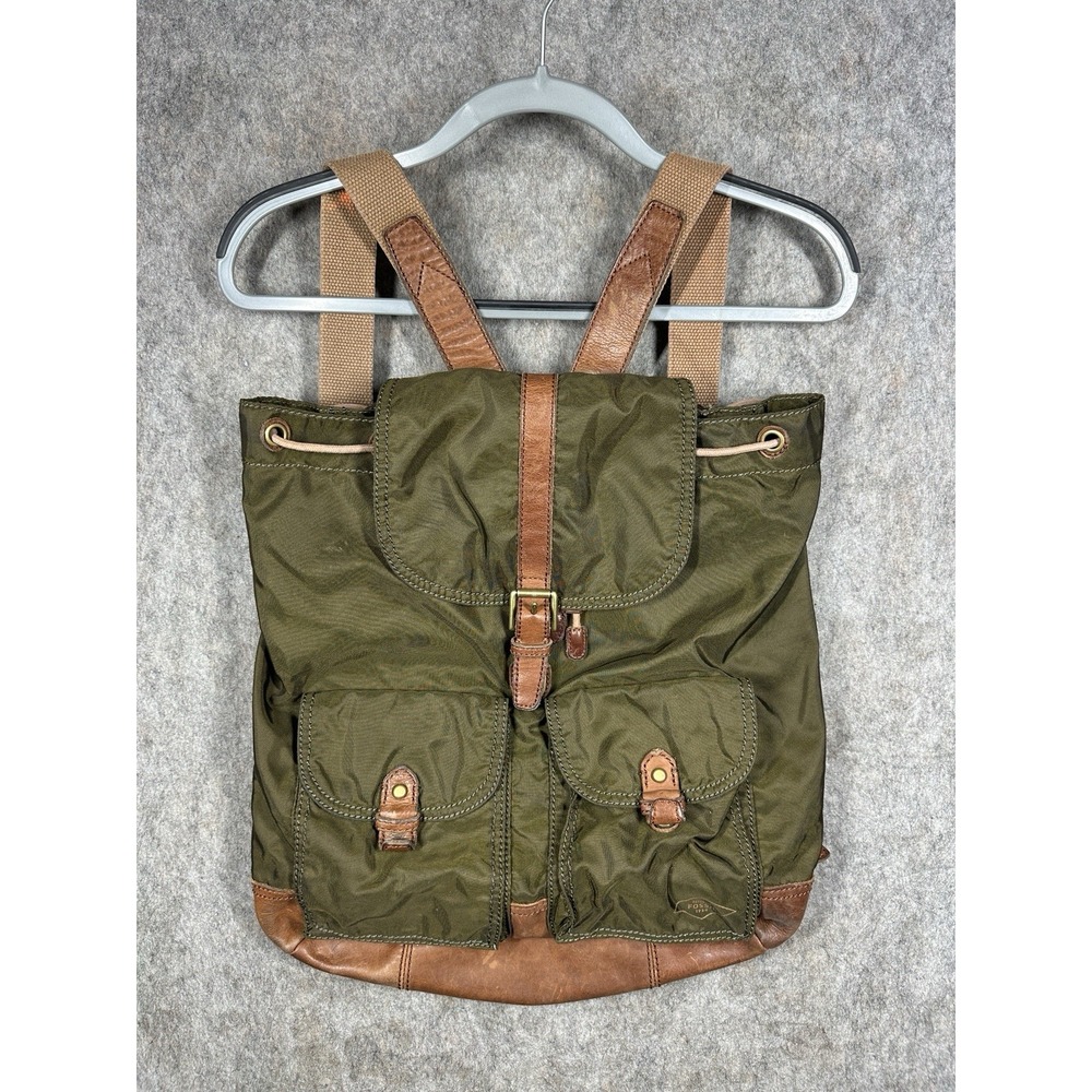 Fossil Estate MBG9262 Olive Nylon Leather Rucksack Backpack 2014